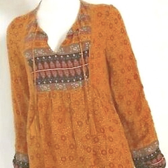 SPORTSGIRL Boho Mustard Long Sleeve Top Blouse - Picture 6 of 9